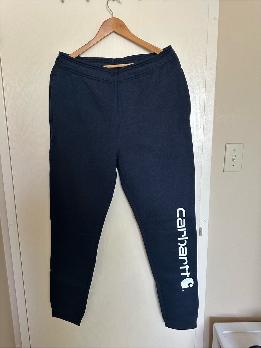 Carhartt Navy Relaxed Fit Sweatpants with Logo Tag